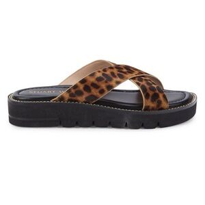 Stuart Weitzman Lift Leopard-Print Calf Hair Flatform Sandals